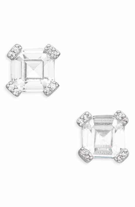 Kate Spade New York asscher cut crystal stud earrings