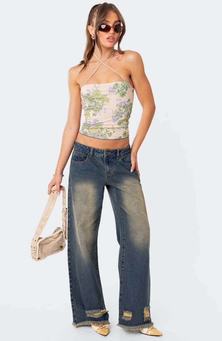 EDIKTED Orbit Washed Wide Leg Jeans, Alternate, color, 