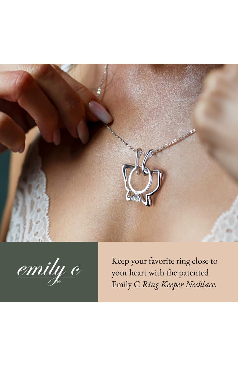 Emily C Butterfly Ring Holder Necklace, Stainless Steel Wedding Ring Keeper, Necklace Jewelry, Alternate, color, Silver