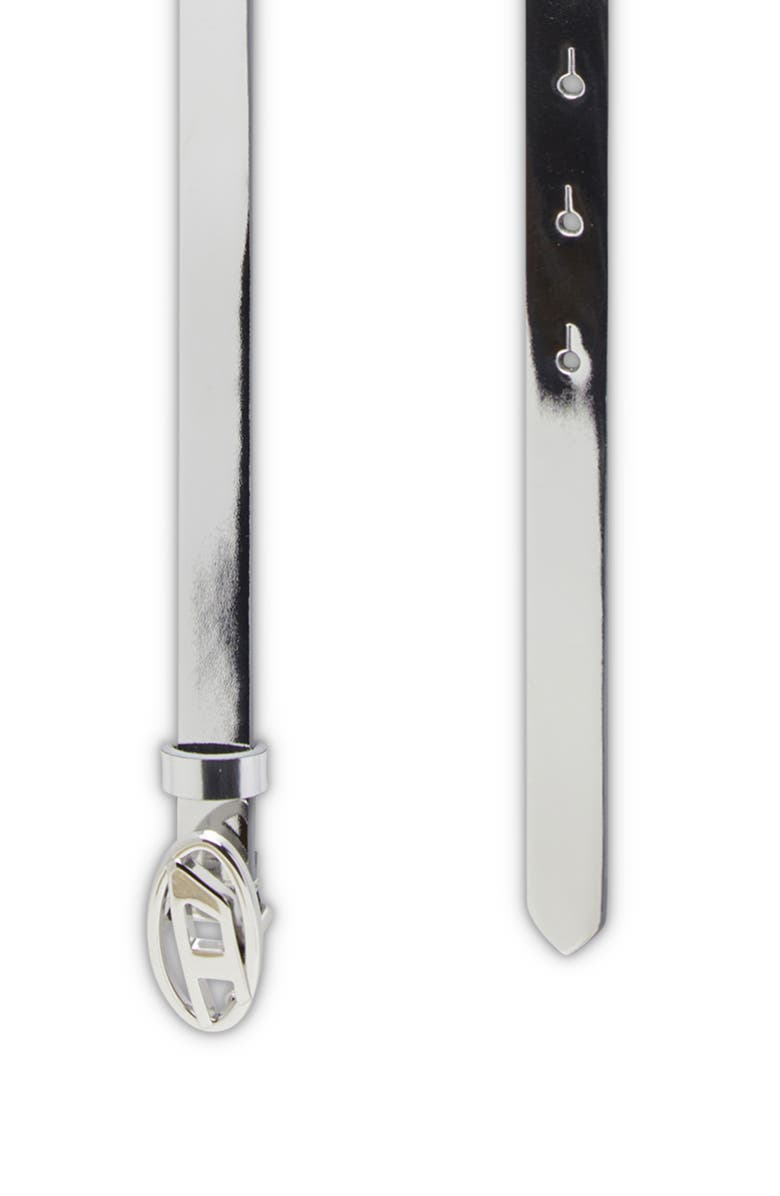 DIESEL<sup>®</sup> Oval D Buckle Metallic Belt, Alternate, color, Silver