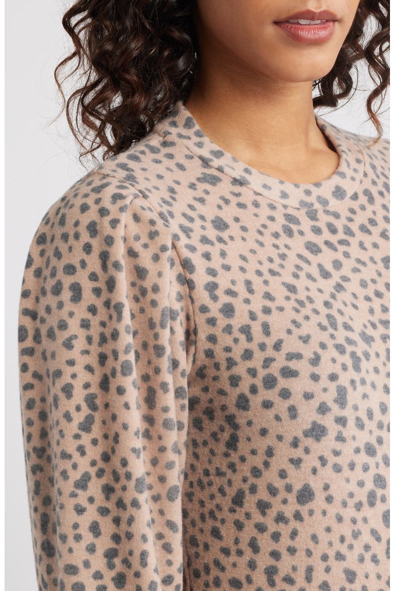 Pleated Long Sleeve Brushed Jersey Top, Alternate, color, BLUSH/ CHARCOAL