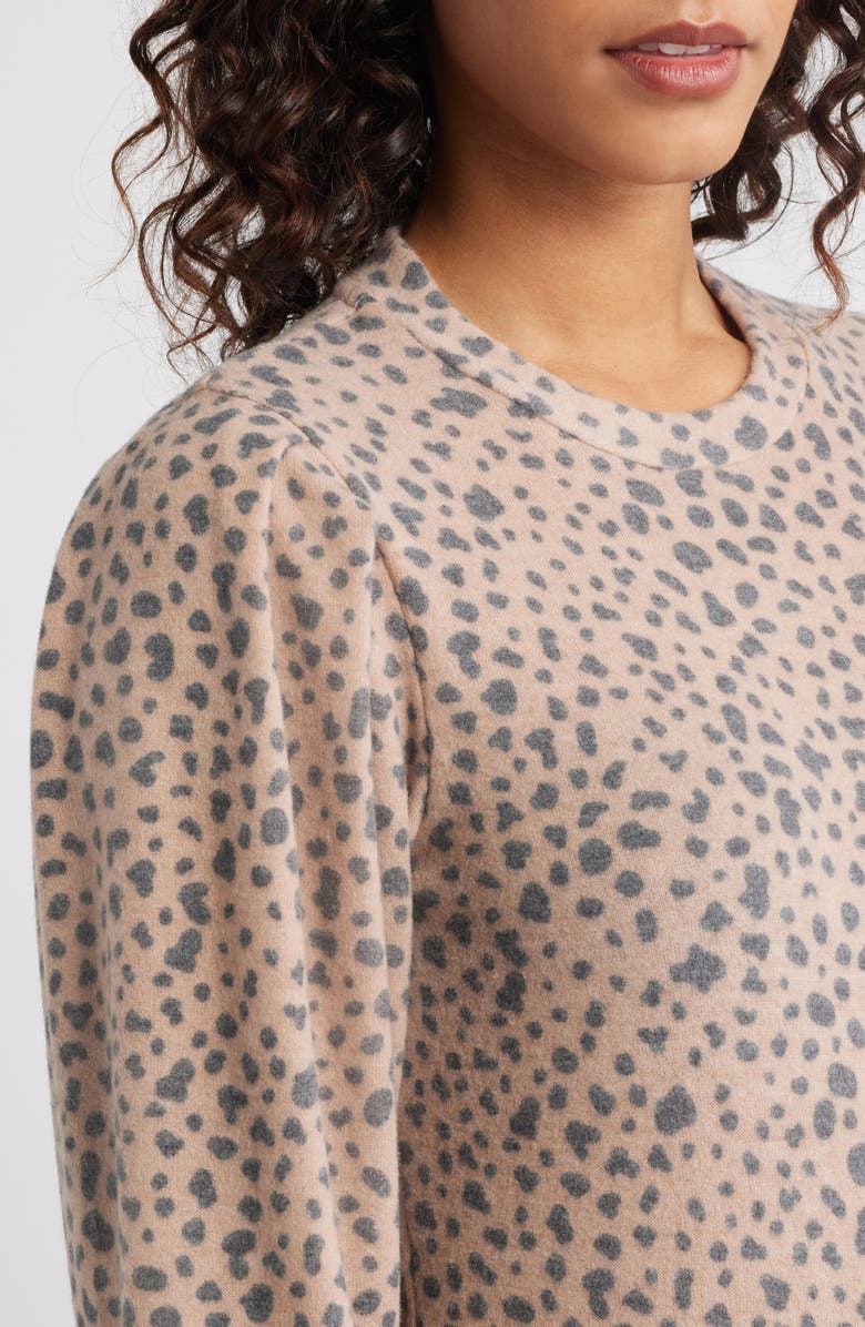 Loveappella Pleated Long Sleeve Brushed Jersey Top, Alternate, color, Blush/ Charcoal