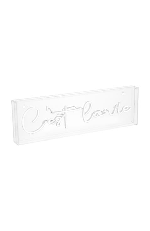 C'est La Vie 20" X 6" Contemporary Glam Acrylic Box USB Operated LED Neon Light, White