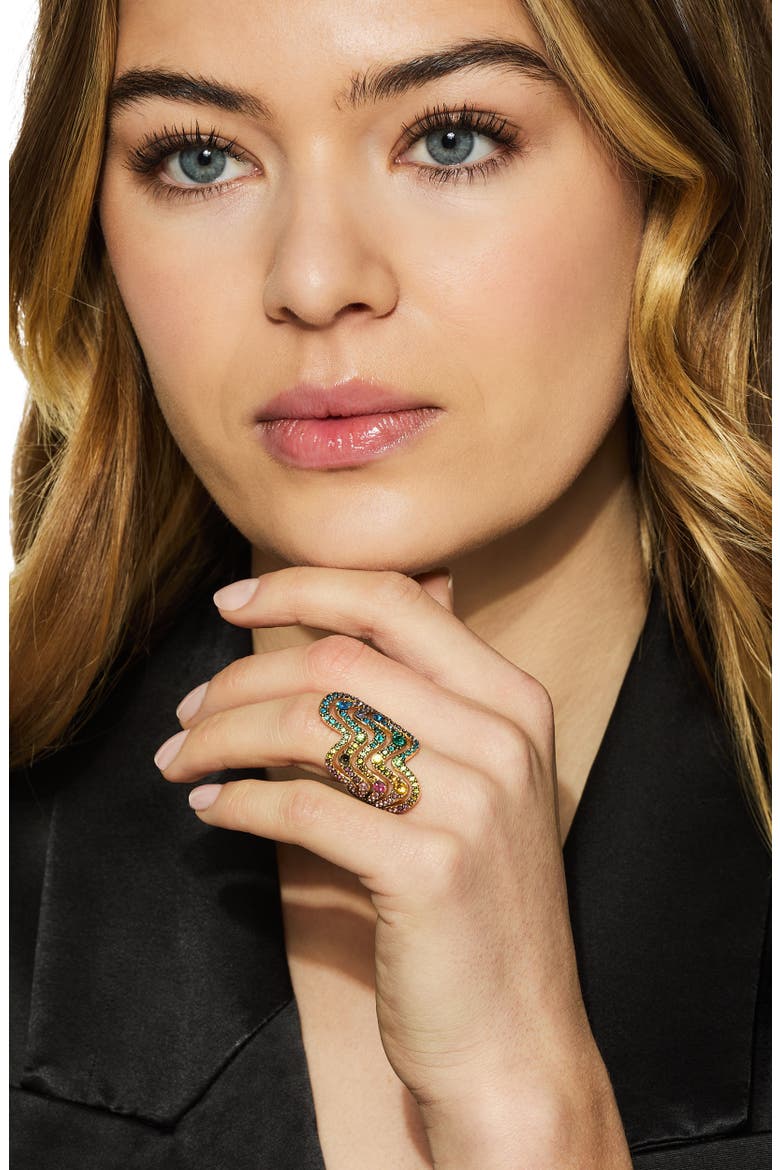 Rainbow Wave Cocktail Ring, Alternate, color, MULTI