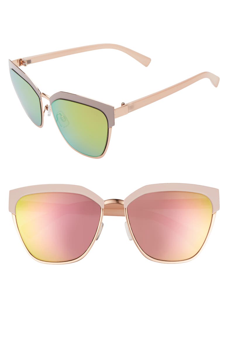 59mm Mirrored Cat Eye Sunglasses, Main, color, ROSE GOLD/ PINK/ MIRROR
