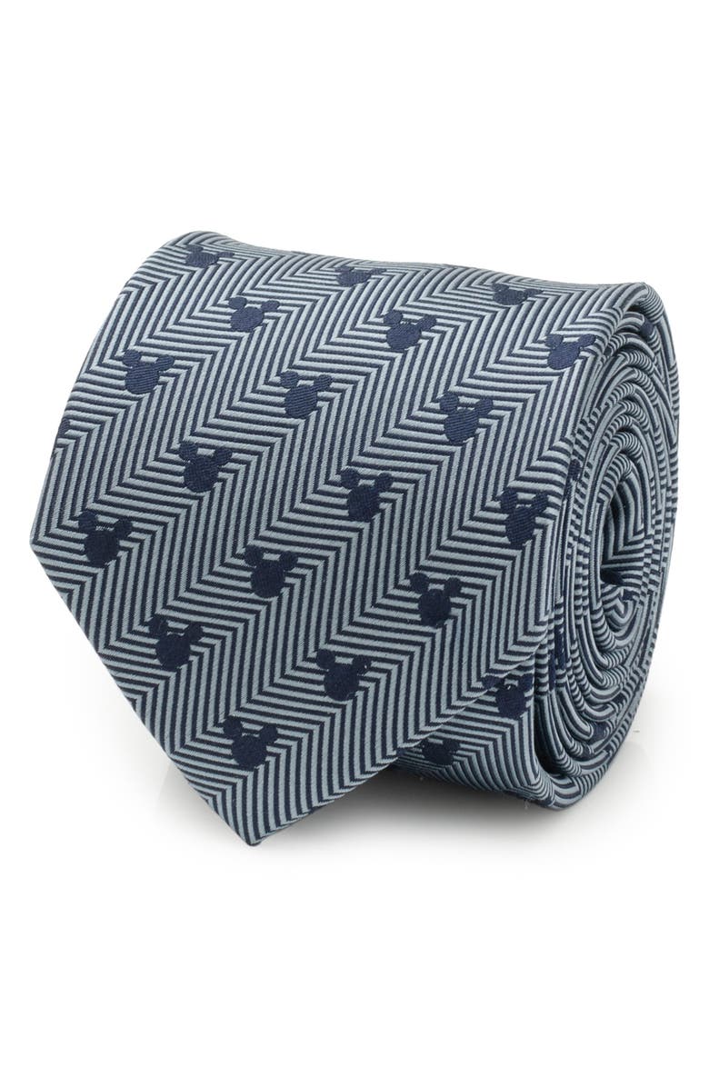 Cufflinks, Inc. x Disney Mickey Silhouette Herringbone Silk Tie, Alternate, color, Blue