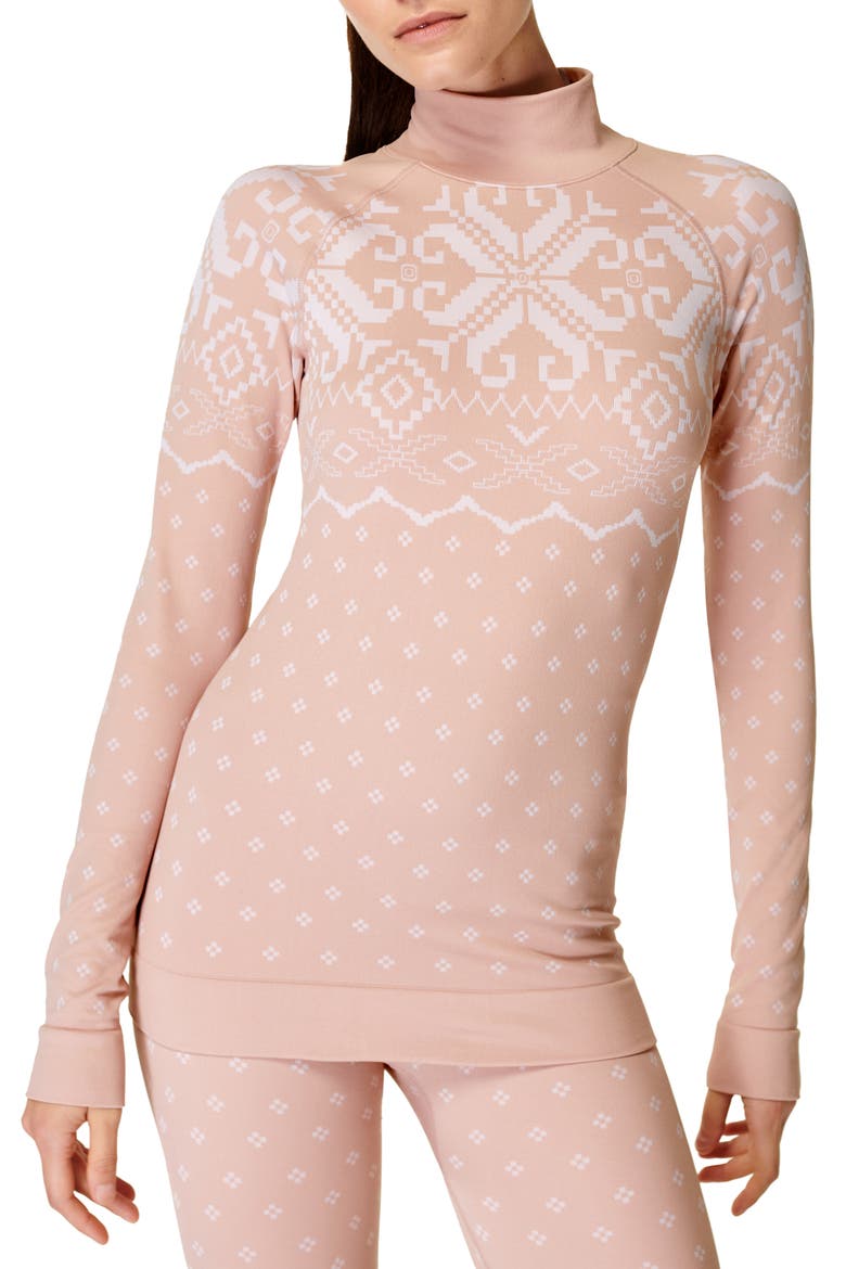Fair Isle Jacquard Base Layer Top, Main, color, DECO BEIGE