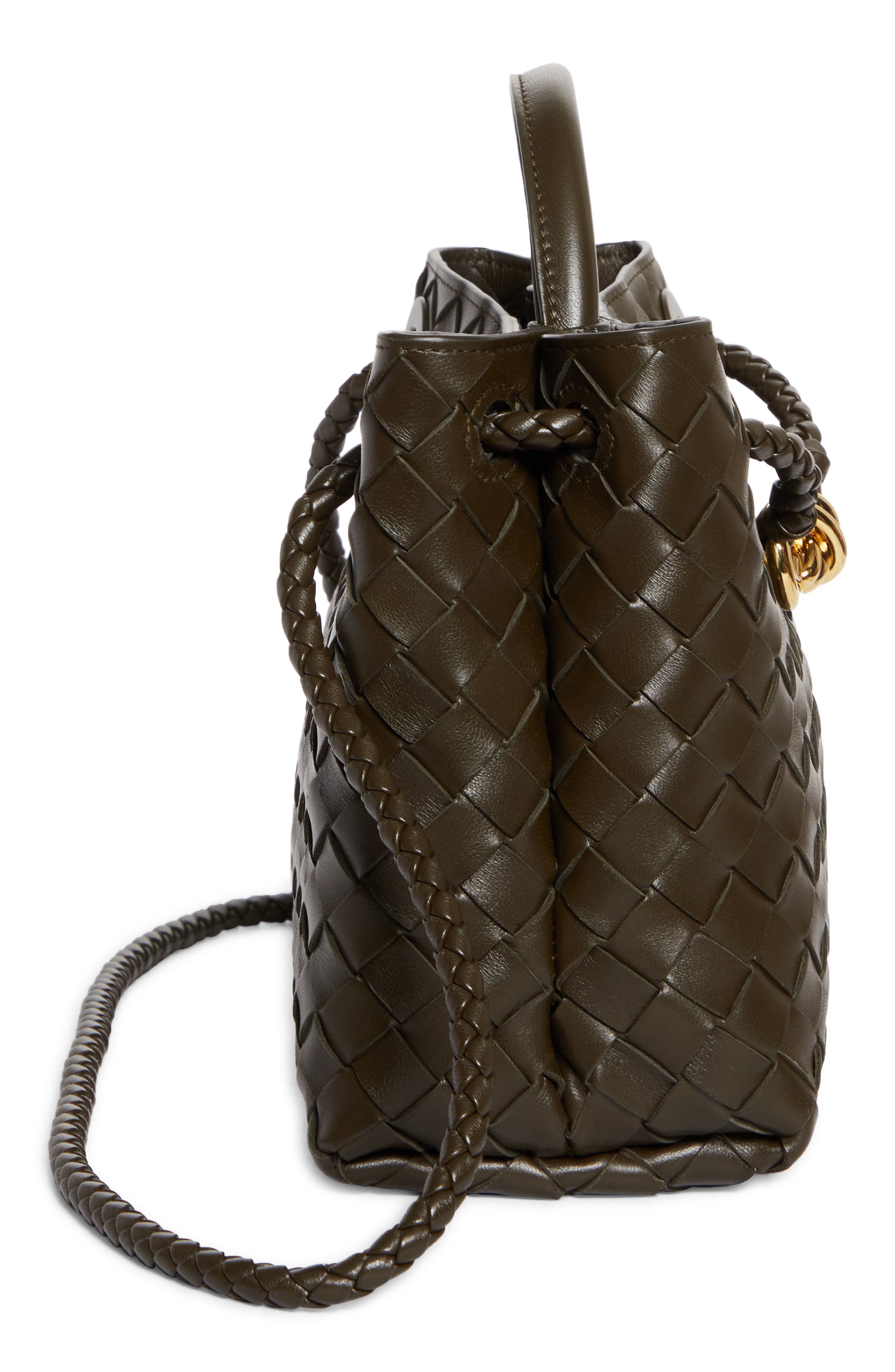 Bottega Veneta Small Andiamo Intrecciato Shoulder Bag, Alternate, color, Kaki-Brass