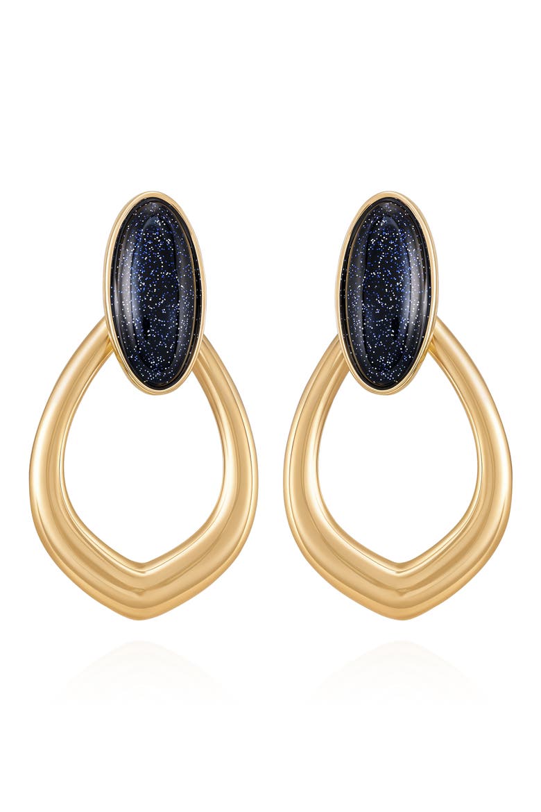 Faux Stone Doorknocker Earrings, Main, color, GOLDTONE