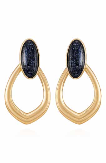 Faux Stone Doorknocker Earrings
