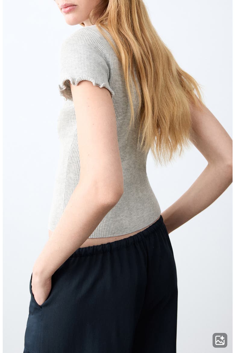 Short Sleeve Rib Top, Alternate, color, MEDIUM HEATHER GREY