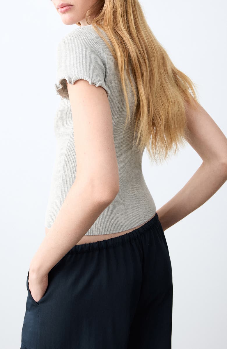 MANGO TEEN Short Sleeve Rib Top, Alternate, color, Medium Heather Grey