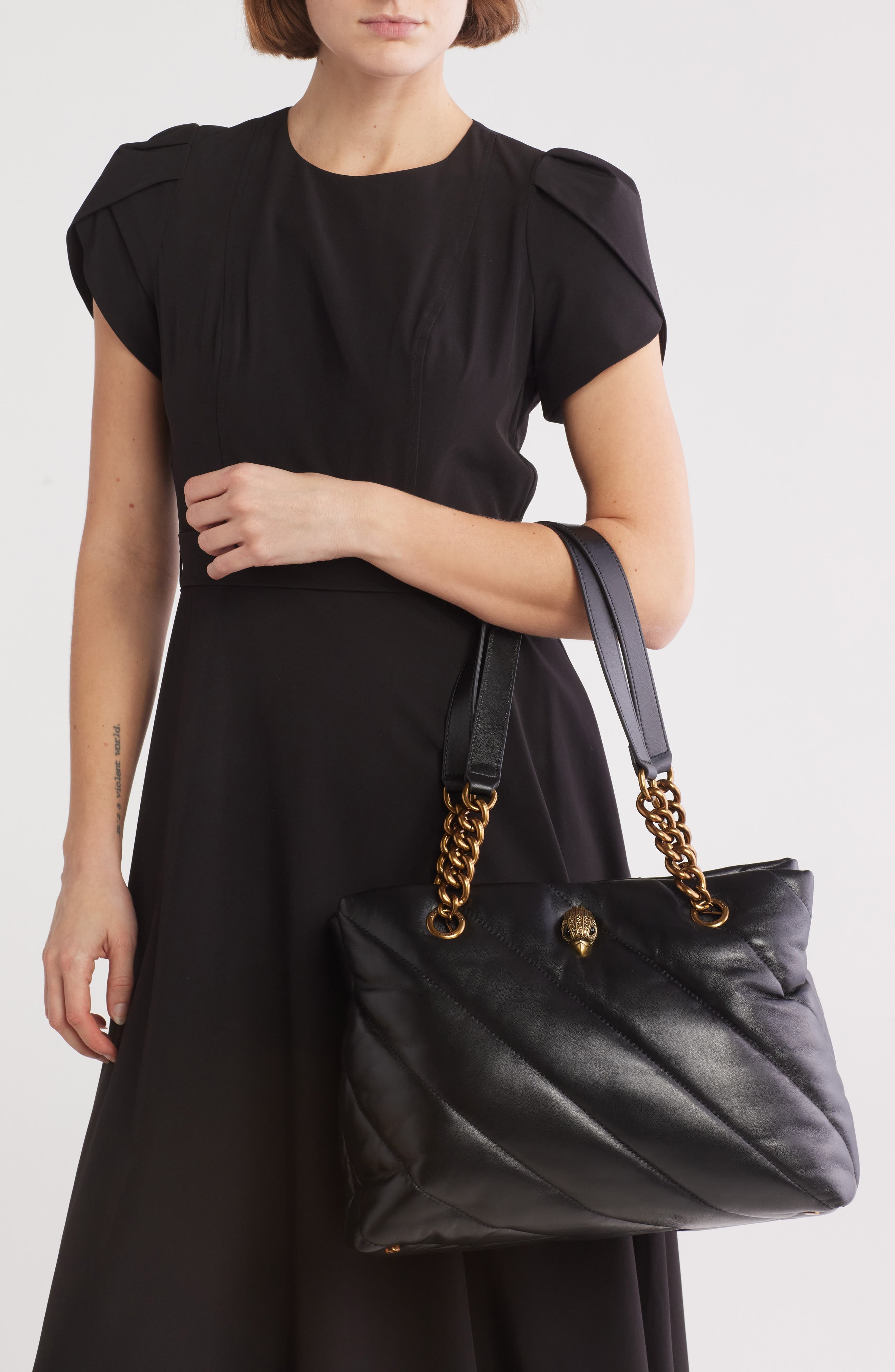 Kurt Geiger London Soho Quilted Leather Shopper, Alternate, color, Black