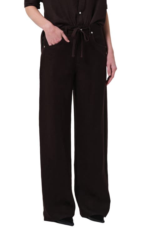 Brynn Drawstring Waist Wide Leg Linen Pants
