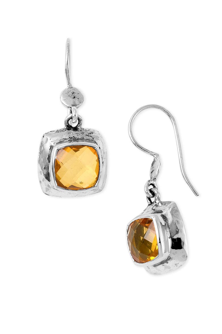 Cushion Drop Earrings, Main, color, CITRINE QUARTZ
