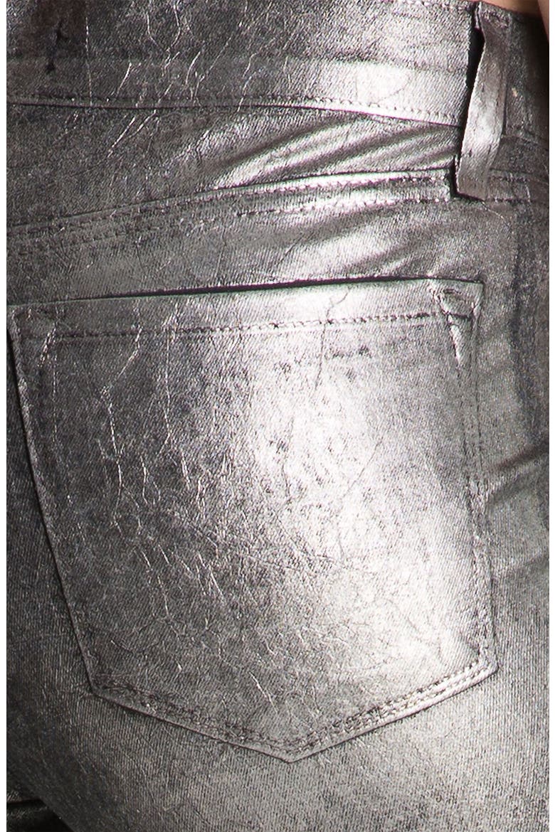 Metallic Stretch Denim Leggings, Alternate, color, SILVER