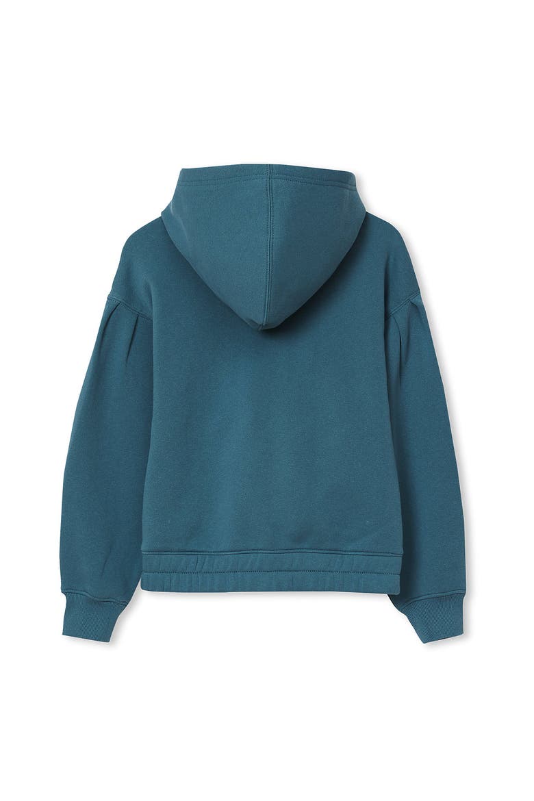 Girls Fleece Pullover Hoodie, Alternate, color, Bow/Tourmaline