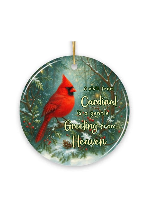 Cardinal Greeting From Heaven Ceramic Ornament