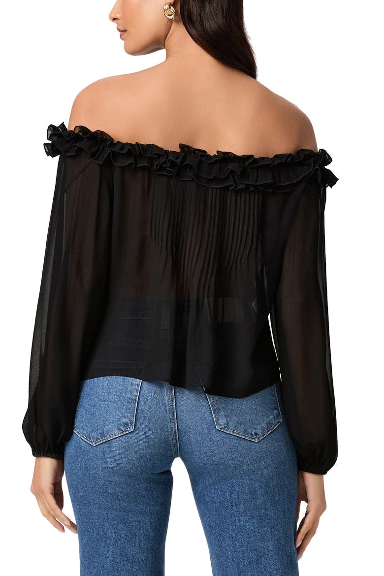 Casey Off the Shoulder Silk Top, Alternate, color, BLACK