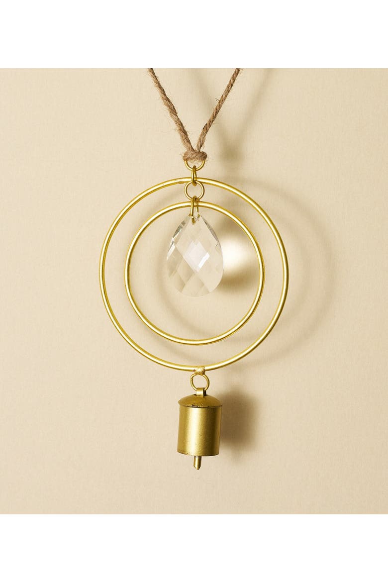 Suyra Two Circle Crystal Suncatcher Wind Chime - Hand Tuned, Alternate, color, Brown