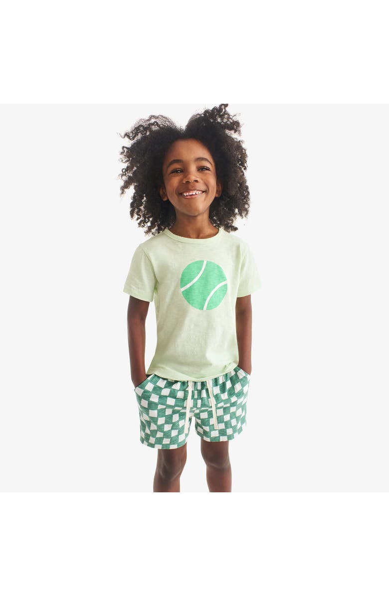Primary Kids Park Short In Check, Alternate, color, Sunwashed Teal White Checks