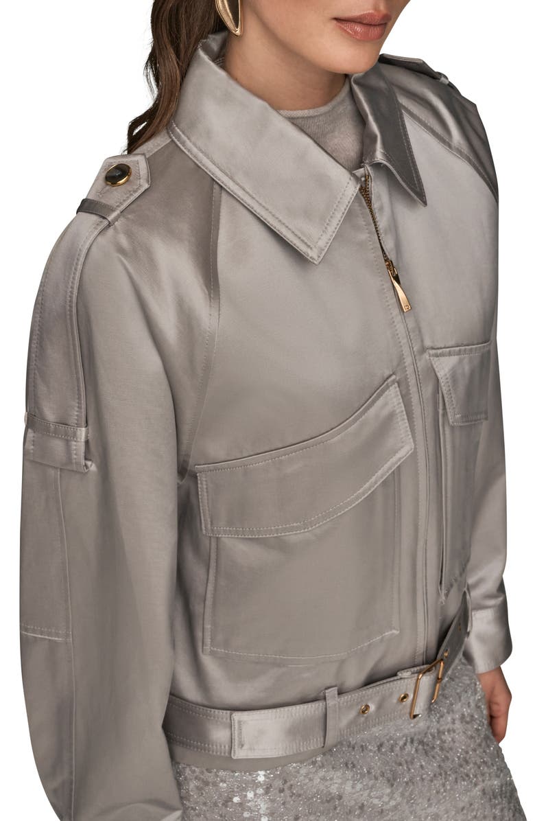 Donna Karan New York Pocket Cotton Blend Zip Jacket, Alternate, color, Vapor