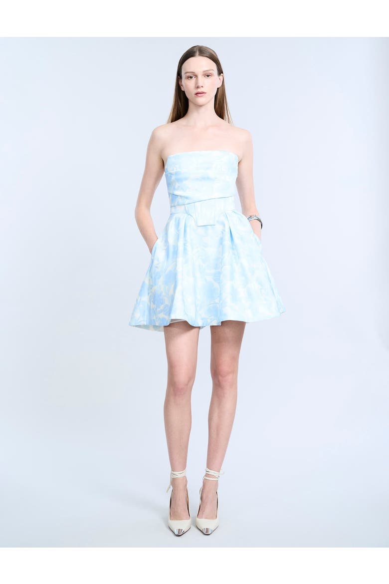 Peak Top Stitch Cocktail Dress, Main, color, Sky Floral Print