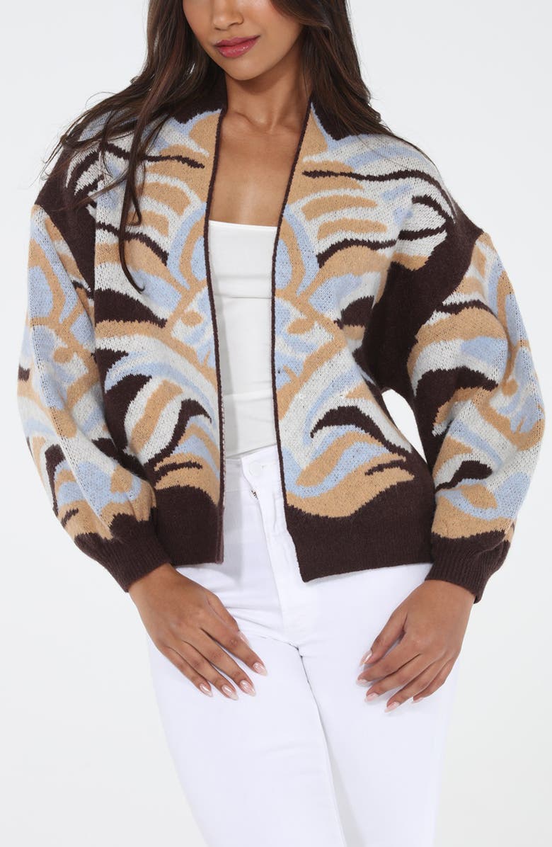 RAIN AND ROSE Abstract Jacquard Knit Cardigan, Main, color, Multi