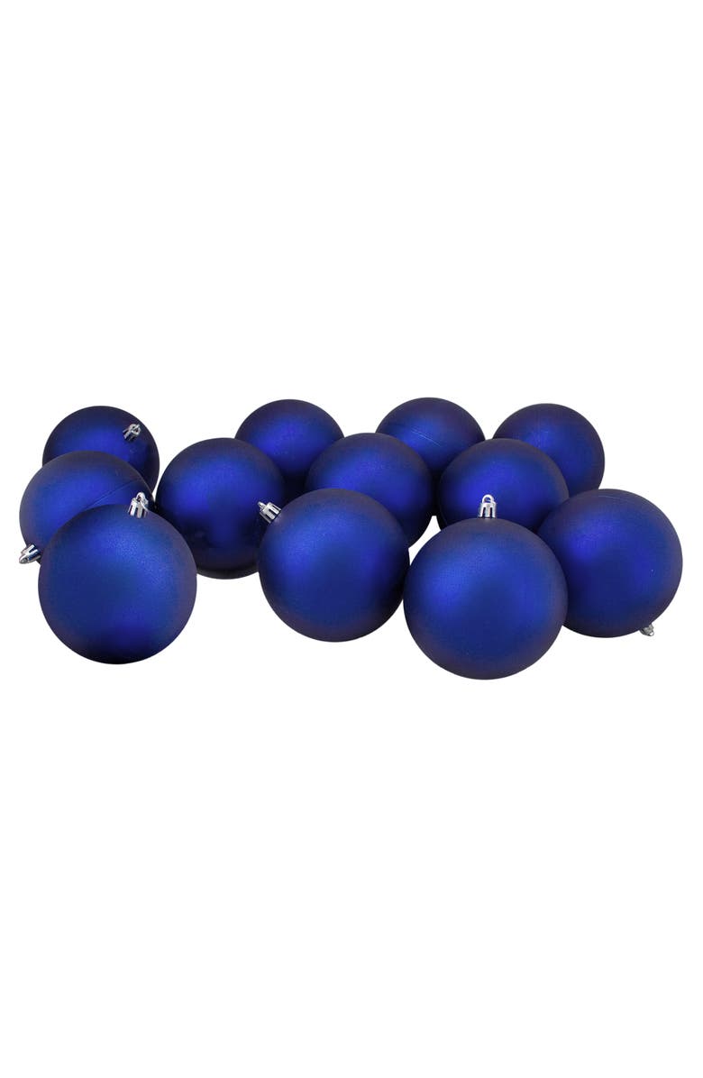 Northlight Shatterproof Matte Christmas Ball Ornaments - 4" (100mm) - Royal Blue - 12ct, Main, color, 