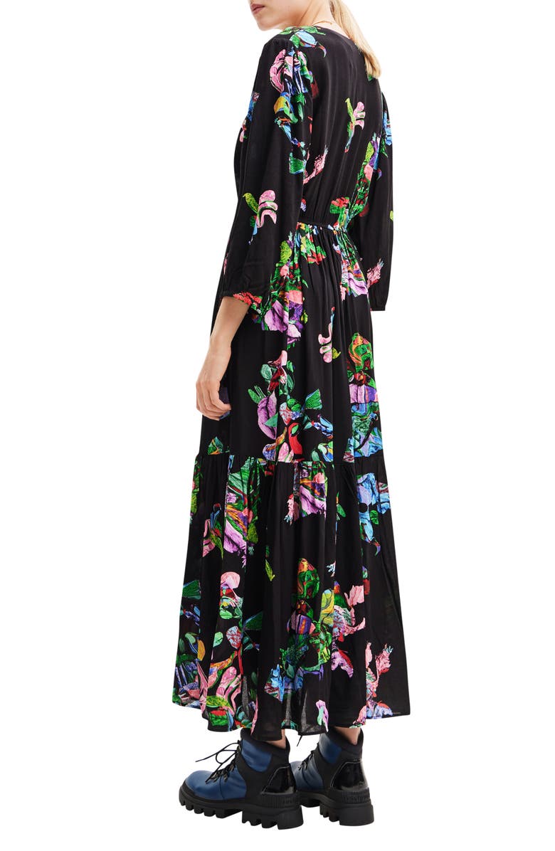 Desigual Poppy Floral Print Long Sleeve Dress, Alternate, color, 