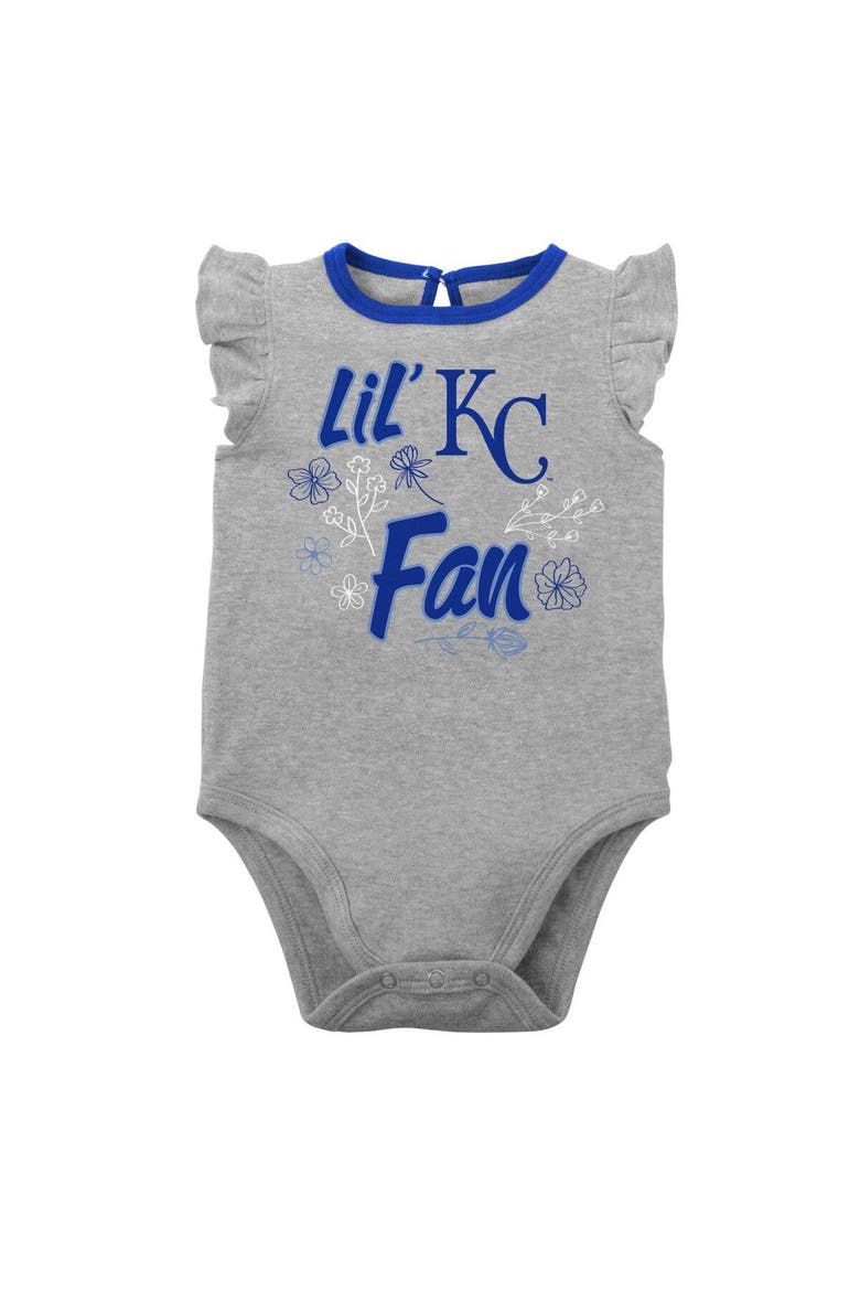 Girls Newborn & Infant Royal/Heather Gray Kansas City Royals Little Fan Two-Pack Bodysuit Set, Alternate, color, Royal