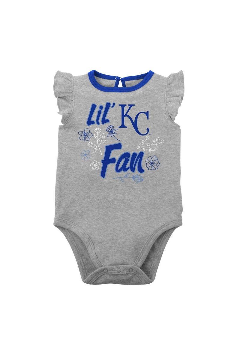 Outerstuff Girls Newborn & Infant Royal/Heather Gray Kansas City Royals Little Fan Two-Pack Bodysuit Set, Alternate, color, Royal