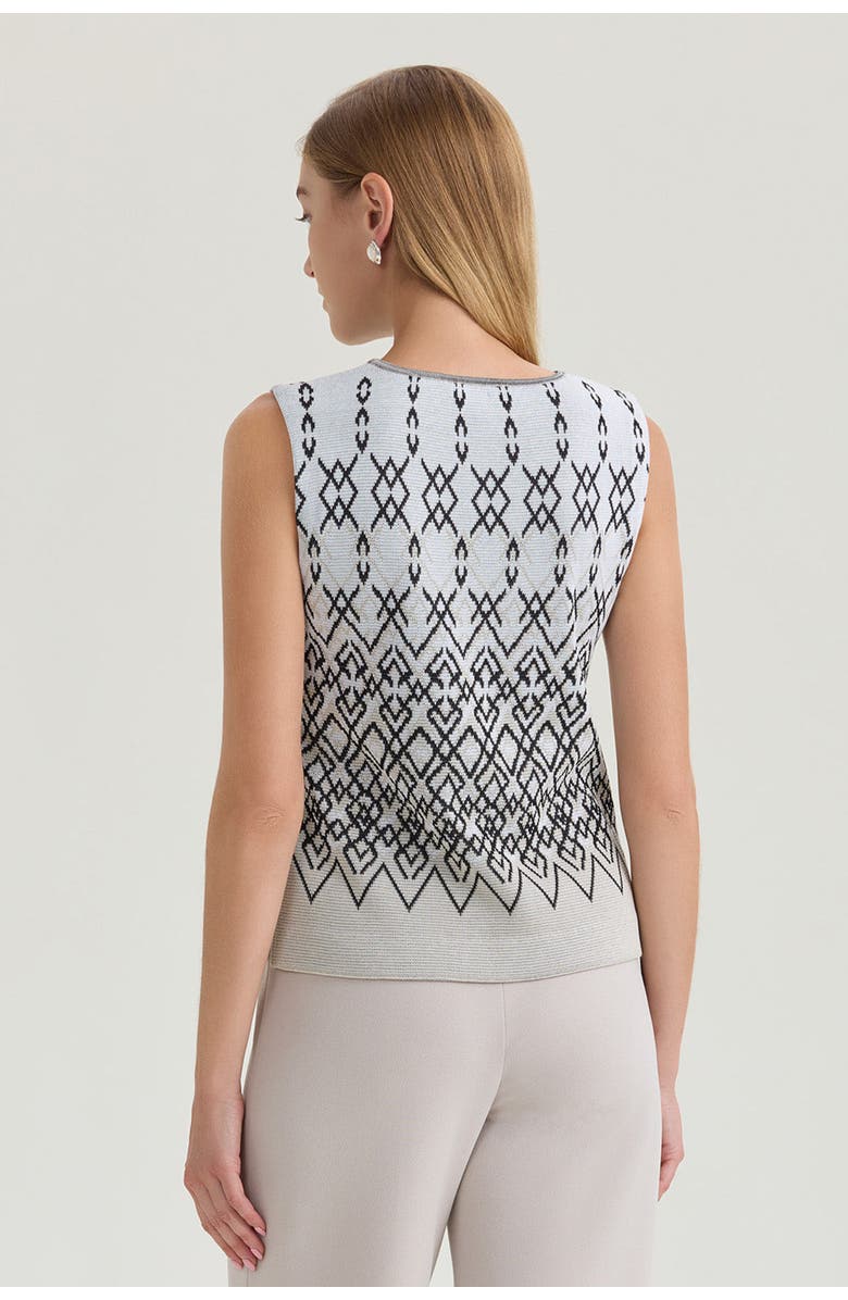 Ming Wang Diamond Jacquard Knit Tank, Alternate, color, Limestone/Black/White