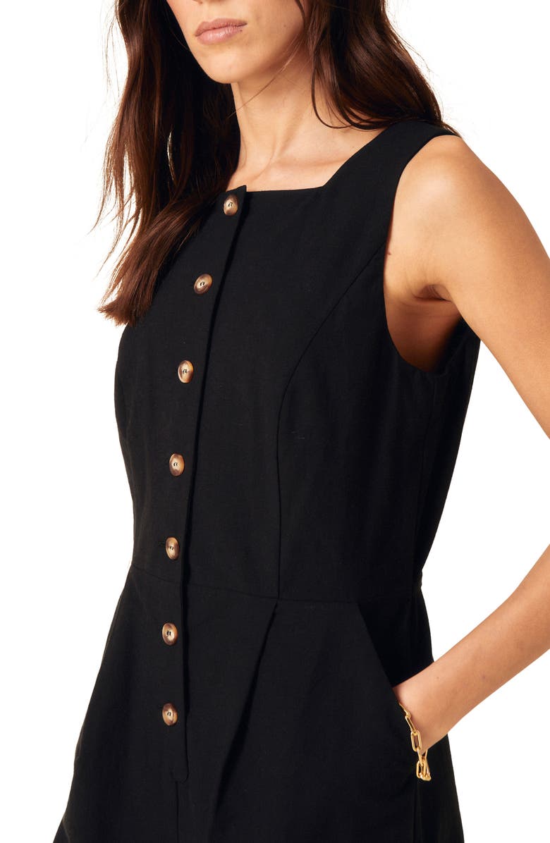 Nobody's Child Peri Organic Cotton & Linen Romper, Alternate, color, Black