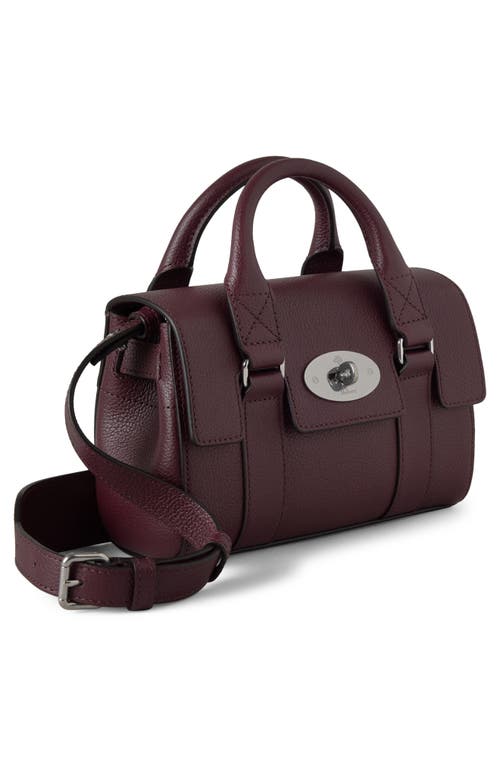 Mulberry Mini Bayswater Grained Leather Handbag In Burgundy