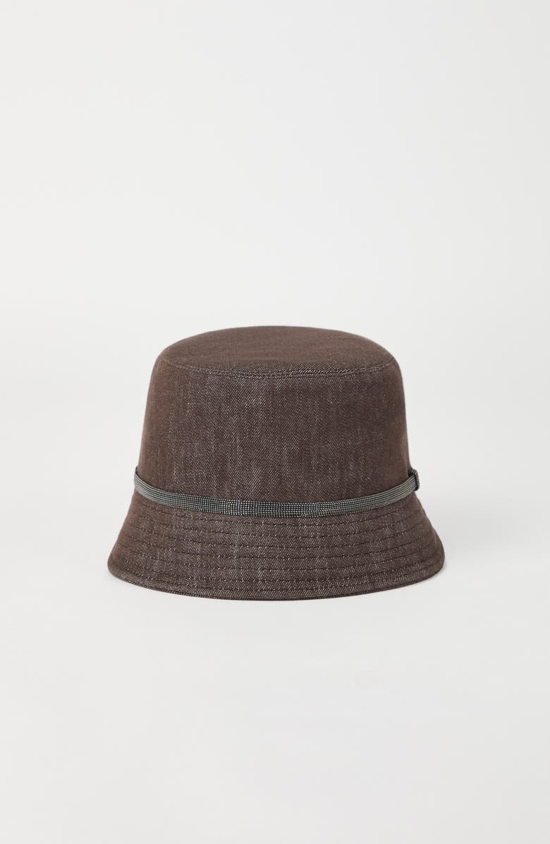 Brunello Cucinelli Bucket hat with monili, Alternate, color, Chocolate