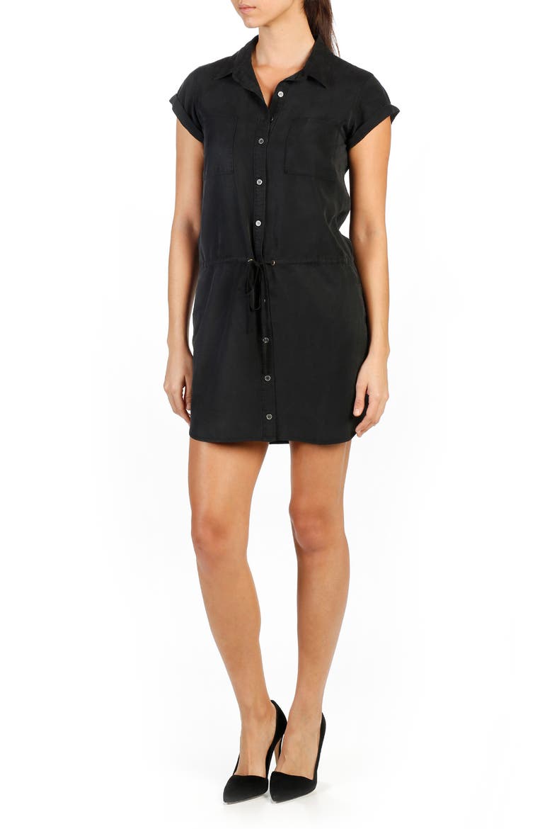 Mila Chambray Shirtdress, Main, color, BLACK