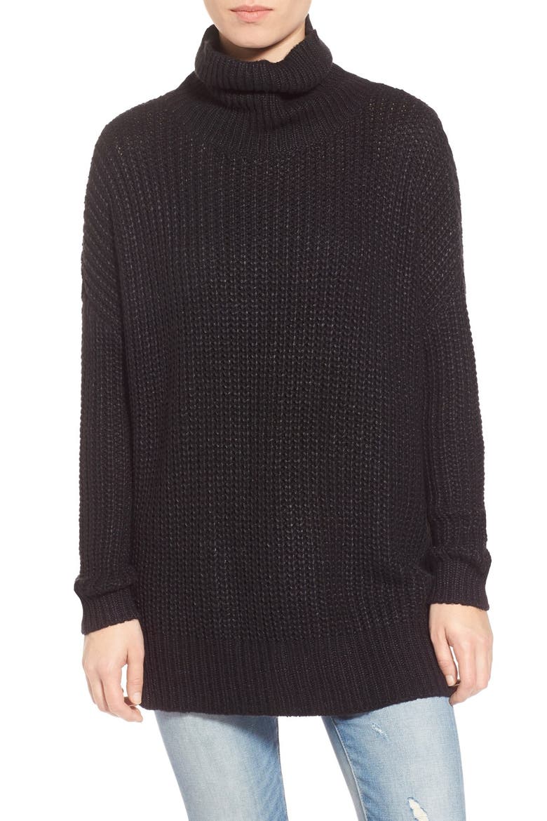 Oversize Turtleneck Sweater, Main, color, BLACK