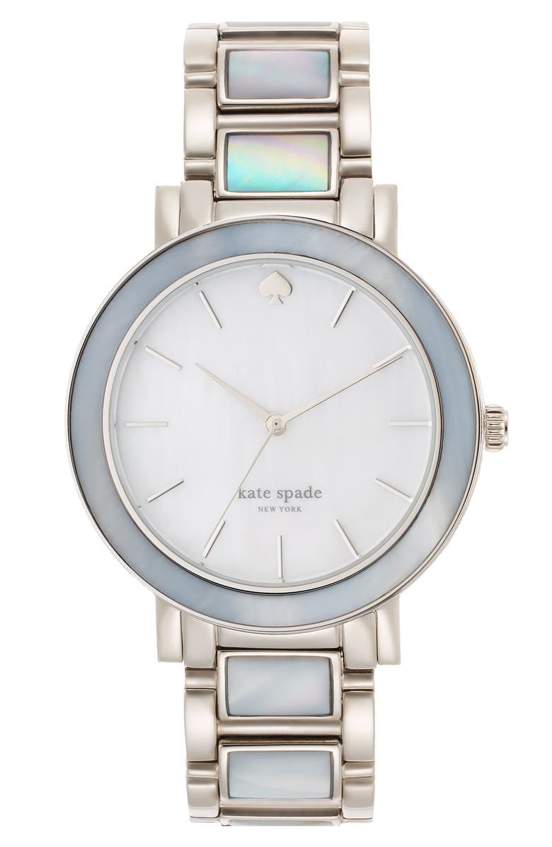 Kate Spade New York 'gramercy grand' mother-of-pearl bracelet watch, 38mm, Main, color, 