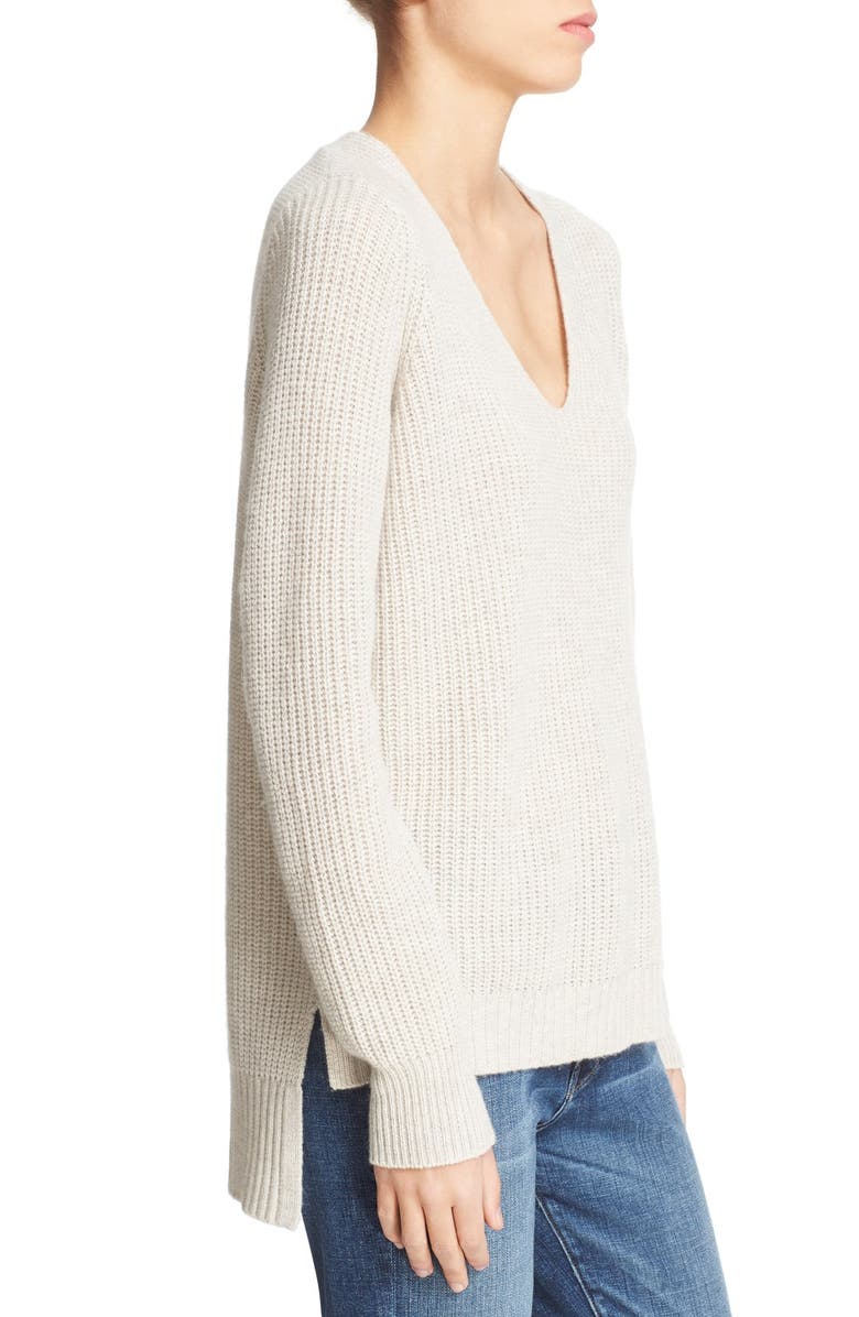 autumn cashmere Shaker Stitch V-Neck Cashmere Sweater, Alternate, color, 