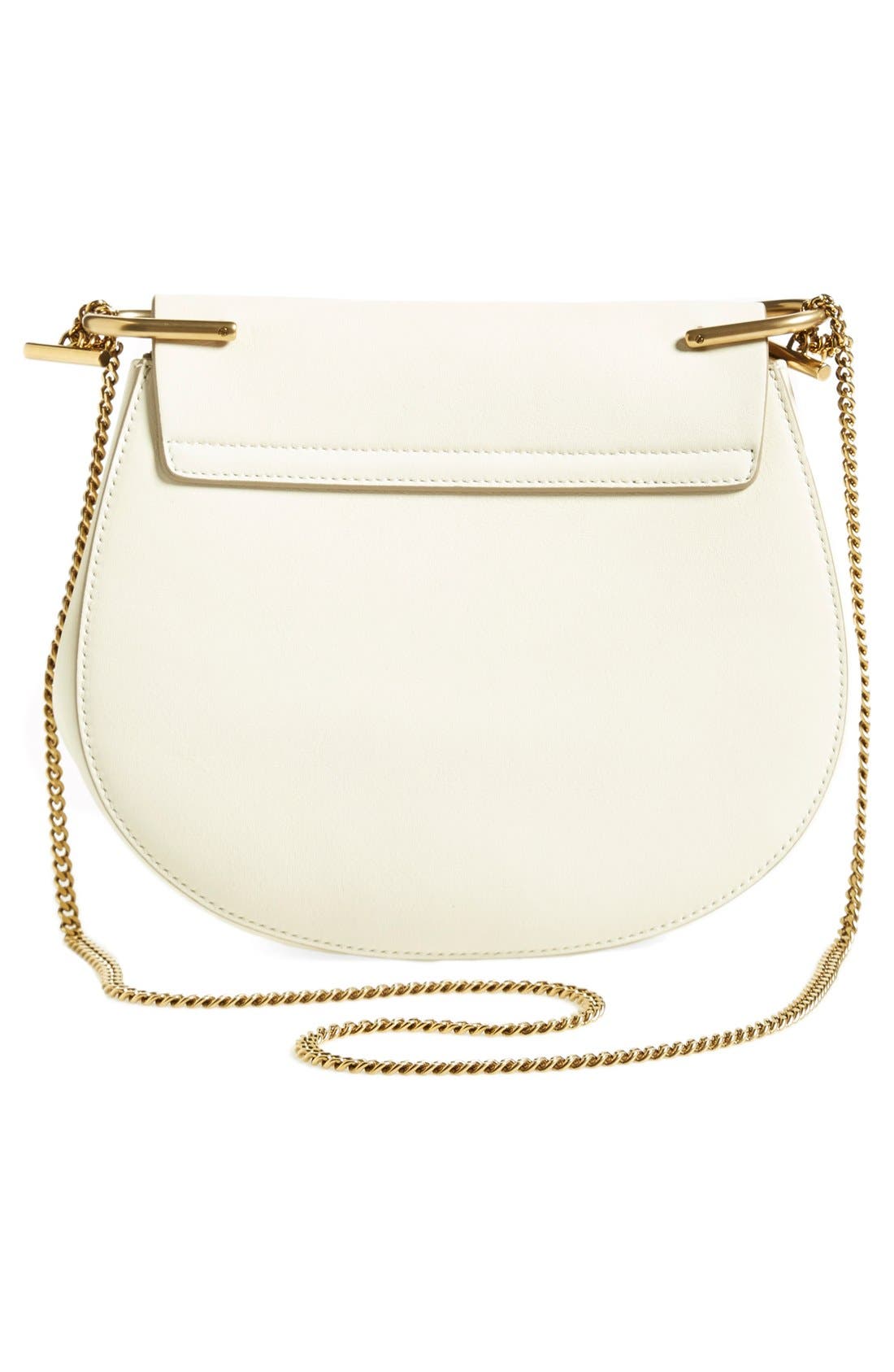'Mini Drew' Calfskin Leather Shoulder Bag, Alternate, color, LACE WHITE