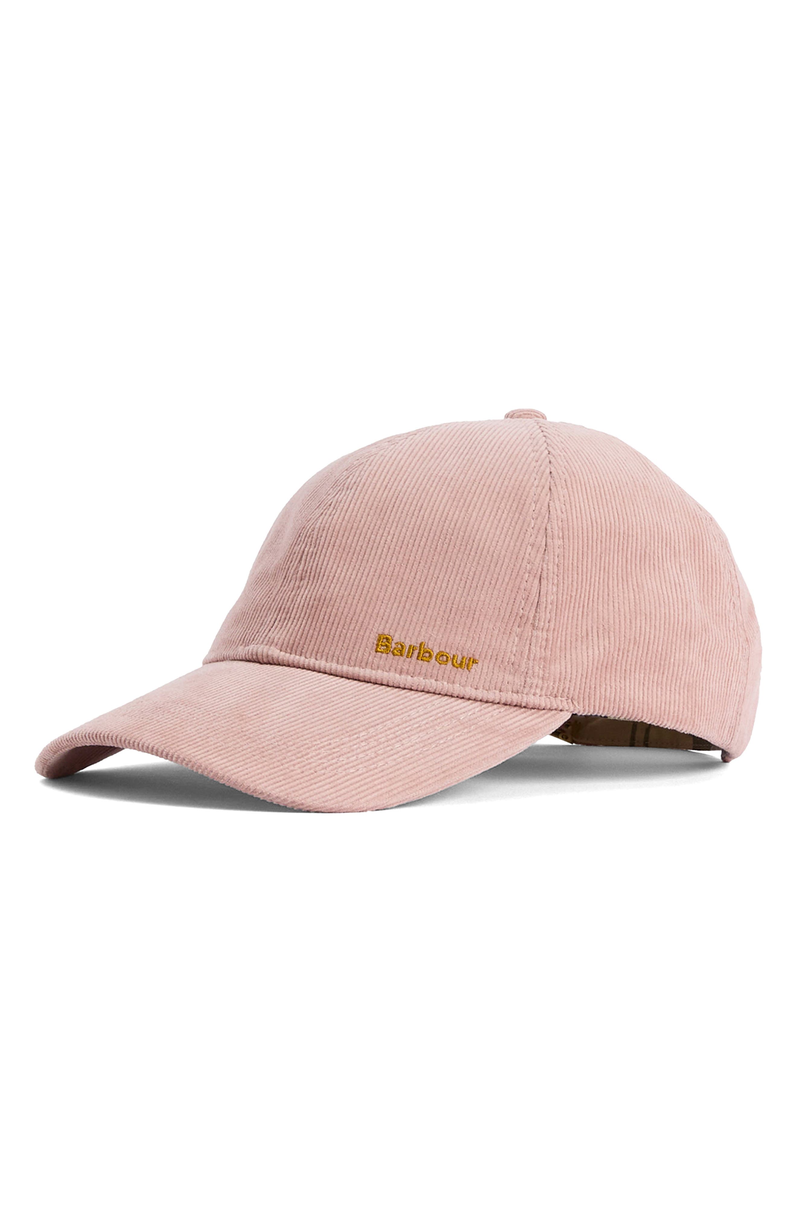 Barbour Oakley Corduroy Baseball Cap In Pink