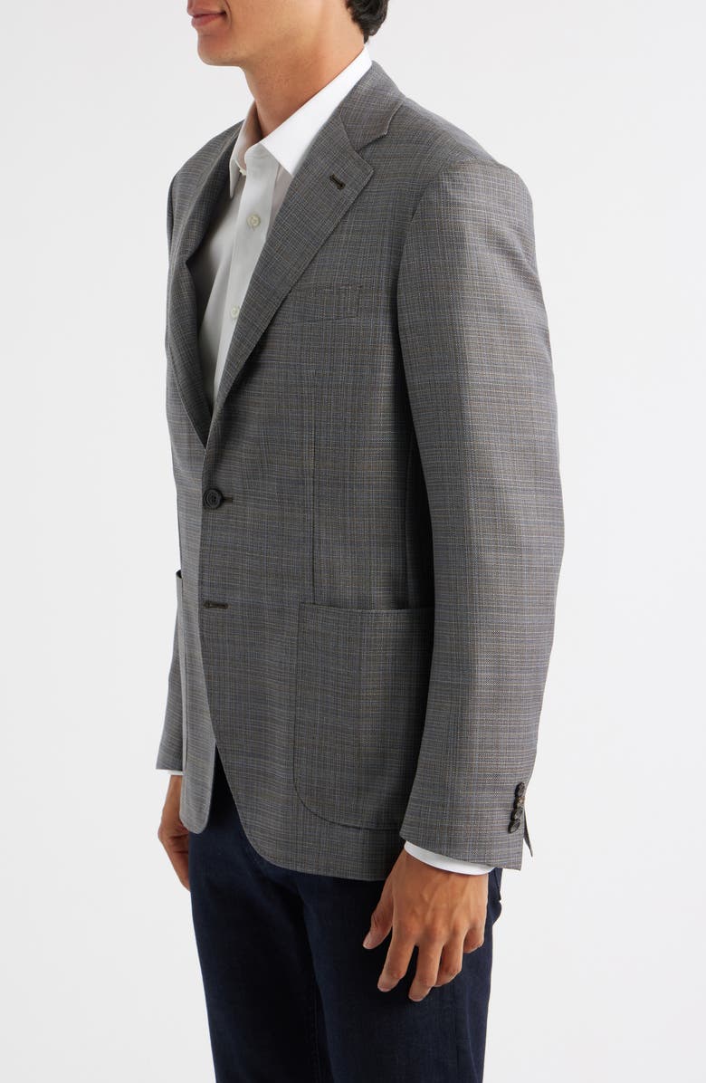 Canali Kei Trim Fit Shadow Plaid Super 130s Wool Sport Coat, Alternate, color, Med Beige