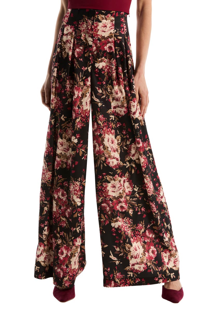 Laundry by Shelli Segal Pleated Wide Leg Trousers, Main, color, Black
