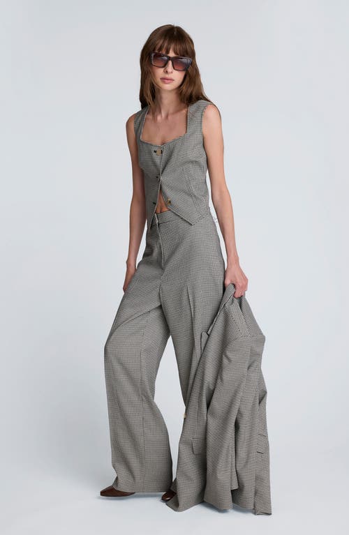 Kenneth Cole Houndstooth Check Wide Leg Pants In Gray