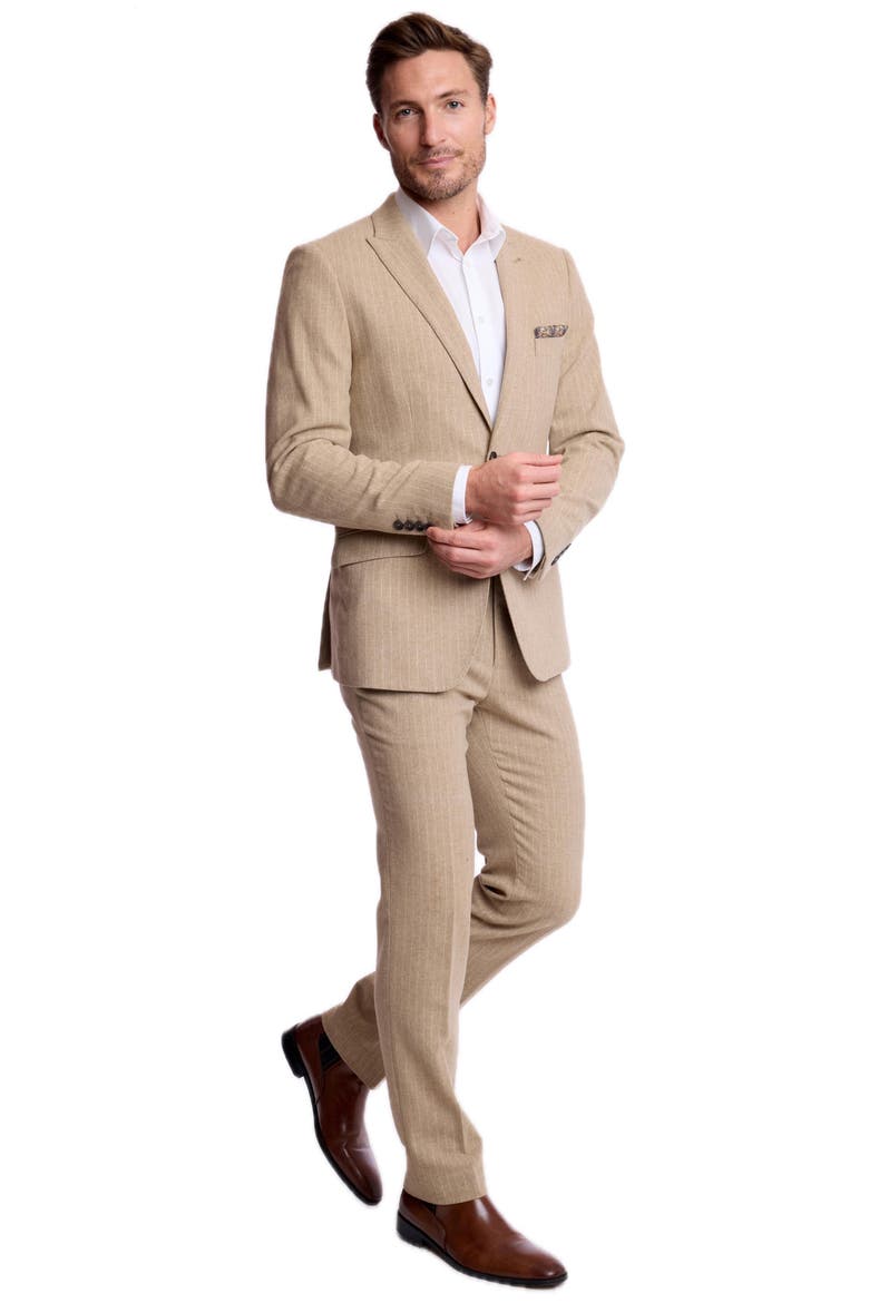 Ashton Slim Peak Suit Jacket, Alternate, color, HARVEST TAN PINSTRIPE