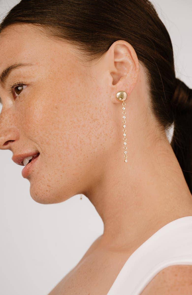 Ettika Polished Pebble Crystal Drop Earrings, Alternate, color, Gold