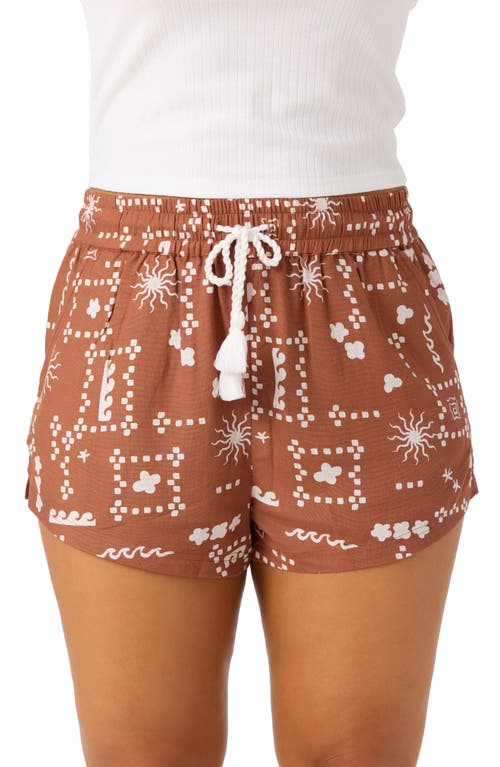 O'neill Keagan Abstract Print Drawstring Shorts In Brown