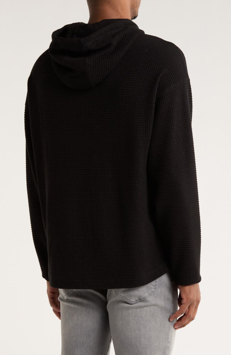 Civil Society Waffle Knit Drop Shoulder Hoodie, Alternate, color, Black