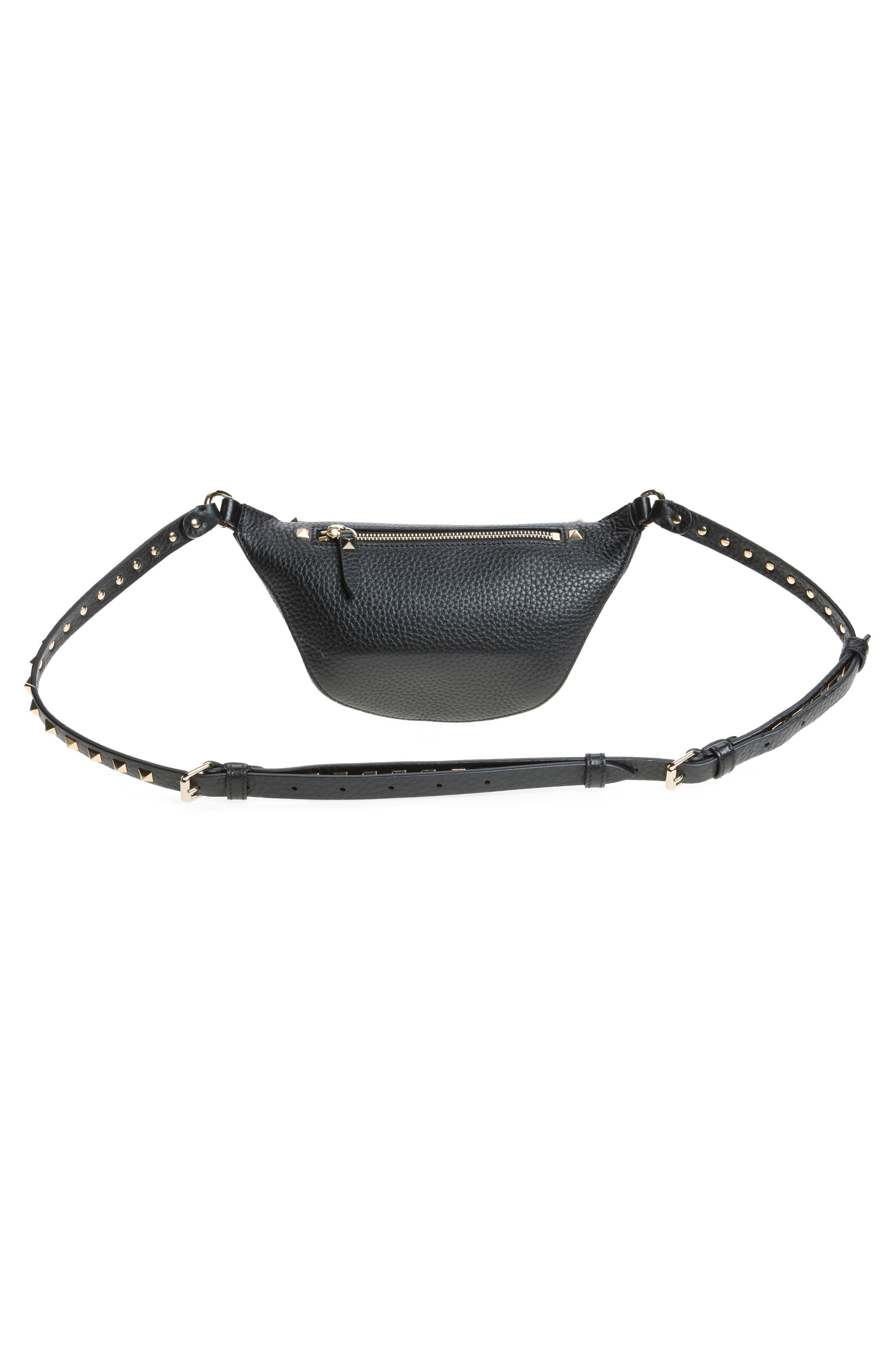 Valentino Garavani Rockstud Leather Belt Bag, Alternate, color, 